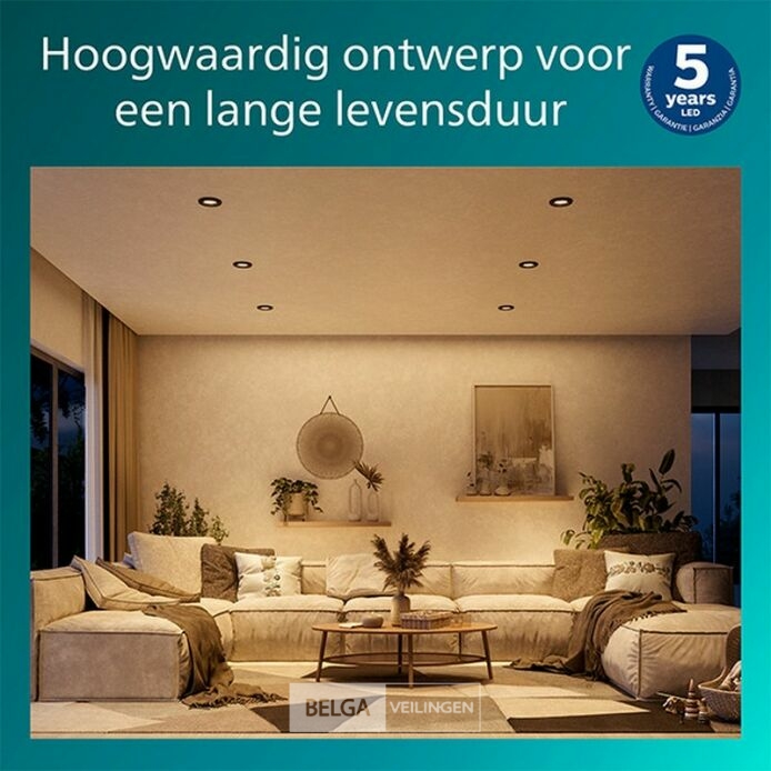 Philips Led inbouwspot - Rond - Zwart - Ø 68 mm - GU10 fitting - IP20 - 3 stuks – foto 4 – kavel bij Belga Veilingen, Bree