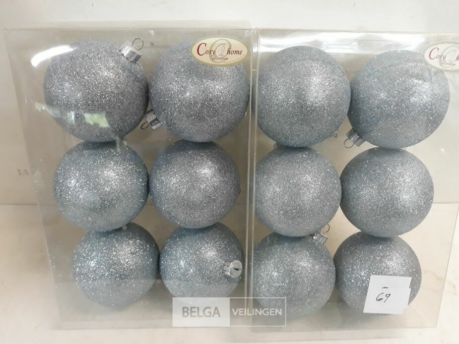 2 x Kerstballen pvc 6 stuks blauw glitter – foto 2 – kavel bij Belga Veilingen, Oudsbergen