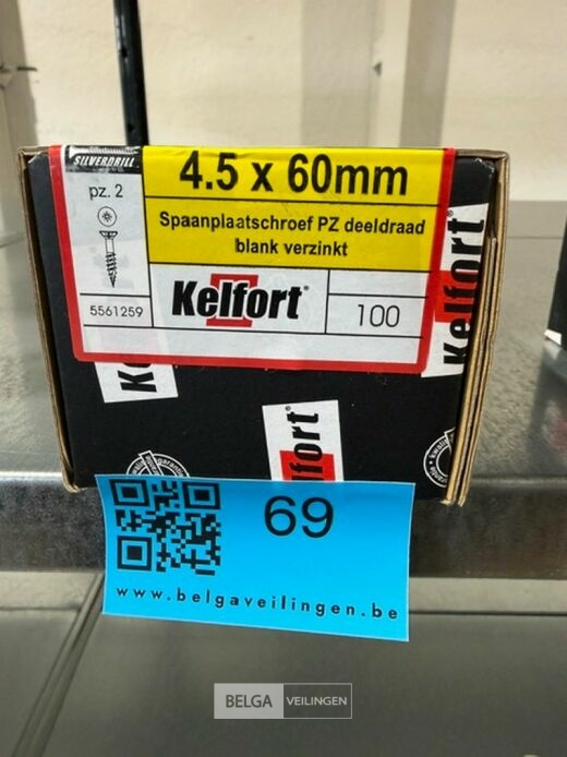 Kelfort spaanplaatschroef 4,5x60 PZ-2 - deeldraad 100st – foto 3 – kavel bij Belga Veilingen, Bree