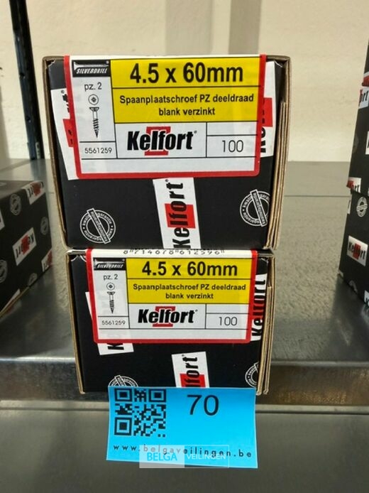 Kelfort spaanplaatschroef 4,5x60 PZ-2 - deeldraad 2x 100st – foto 4 – kavel bij Belga Veilingen, Bree