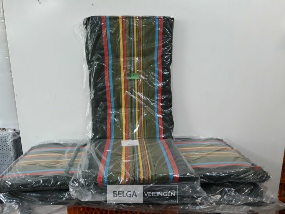 4 x Tuinkussen hoge rug 75x50x50 cm groen met lijnen – foto 2 – kavel bij Belga Veilingen, Oudsbergen