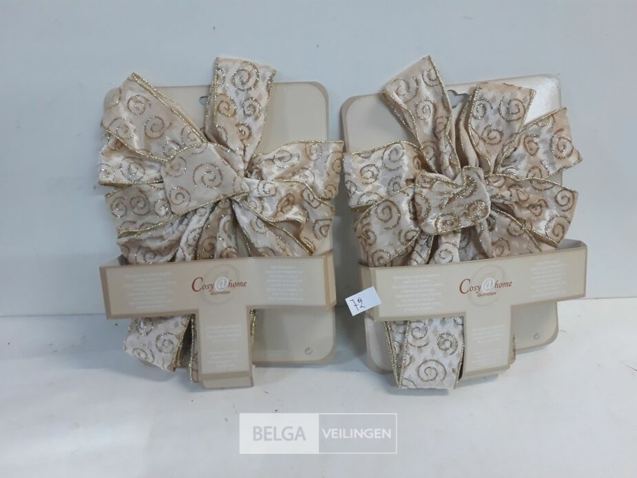 2 x Strik goud/wit 30 cm met staart van 1 M – foto 2 – kavel bij Belga Veilingen, Oudsbergen