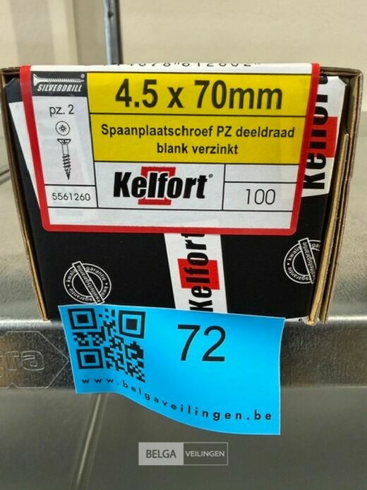 Kelfort spaanplaatschroef 4,5x70 PZ-2 - deeldraad 100st – foto 3 – kavel bij Belga Veilingen, Bree
