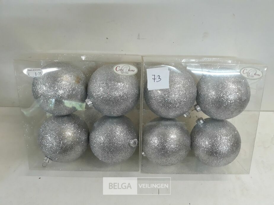2 x Kerstballen pvc 4 stuks zilver glitter – foto 2 – kavel bij Belga Veilingen, Oudsbergen
