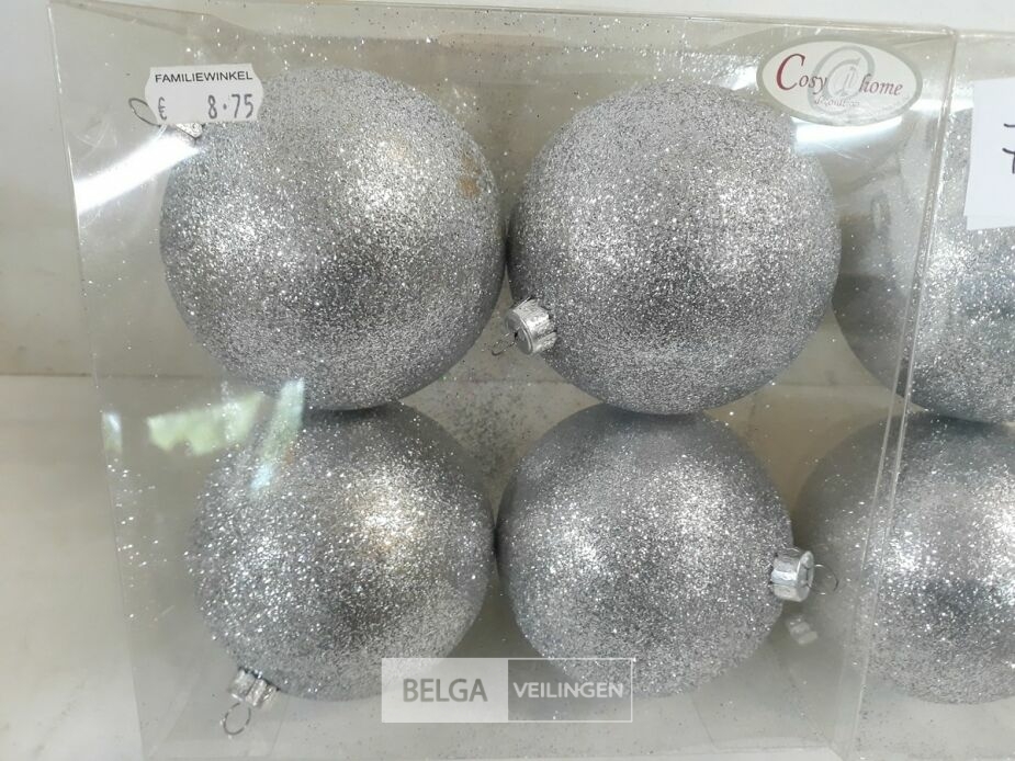 2 x Kerstballen pvc 4 stuks zilver glitter – foto 3 – kavel bij Belga Veilingen, Oudsbergen