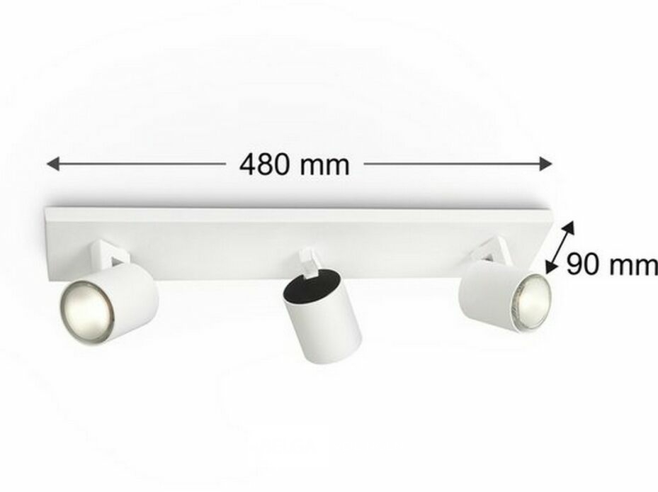 Philips Runner opbouwspot - 3xGU10 - wit – foto 3 – kavel bij Belga Veilingen, Bree