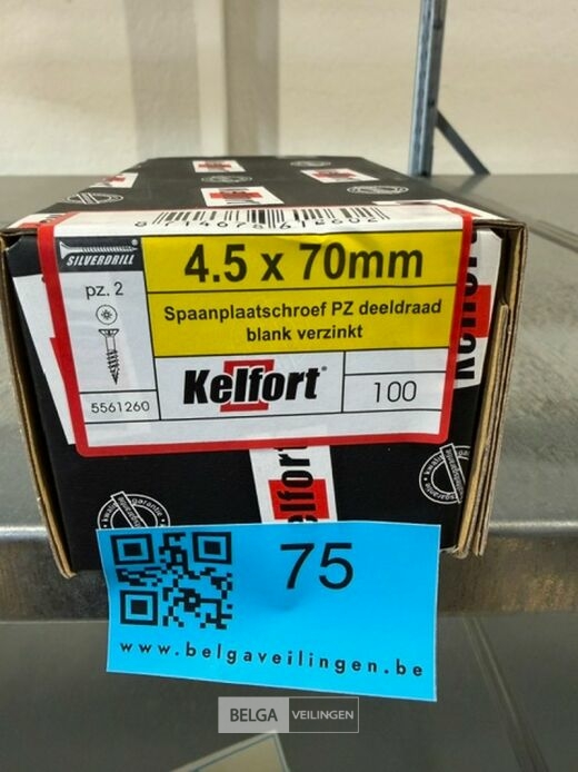 Kelfort spaanplaatschroef 4,5x70 PZ-2 - deeldraad 10x 100st – foto 3 – kavel bij Belga Veilingen, Bree