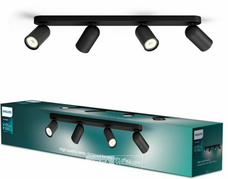 Philips Pongee opbouwspot - 4-lichts - zwart – foto 2 – kavel bij Belga Veilingen, Bree
