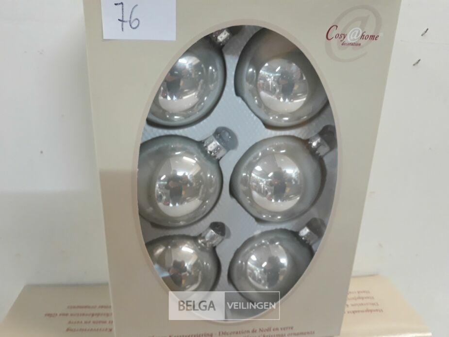 3 x Kerstballen glas 6 stuks perle – foto 3 – kavel bij Belga Veilingen, Oudsbergen