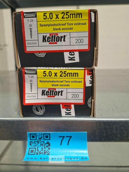 Kelfort spaanplaatschroef 5x25 torx - voldraad 2x 200st – foto 2 – kavel bij Belga Veilingen, Bree