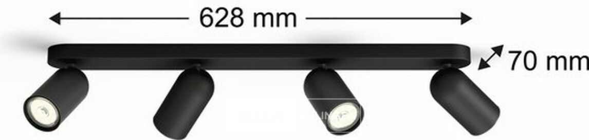 Philips Pongee opbouwspot - 4-lichts - zwart – foto 3 – kavel bij Belga Veilingen, Bree