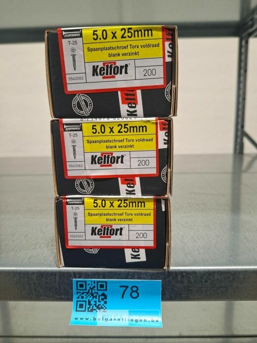 Kelfort spaanplaatschroef 5x25 torx - voldraad 3x 200st – foto 2 – kavel bij Belga Veilingen, Bree