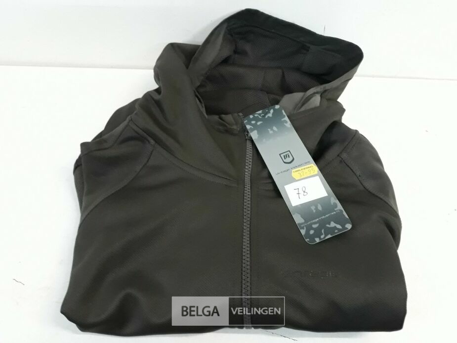 1 x Vest met lange rits + kap groen M – foto 3 – kavel bij Belga Veilingen, Oudsbergen