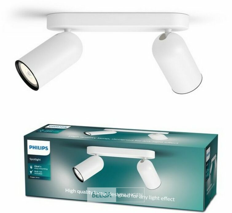Philips Pongee opbouwspot - 2-lichts - wit – foto 2 – kavel bij Belga Veilingen, Bree
