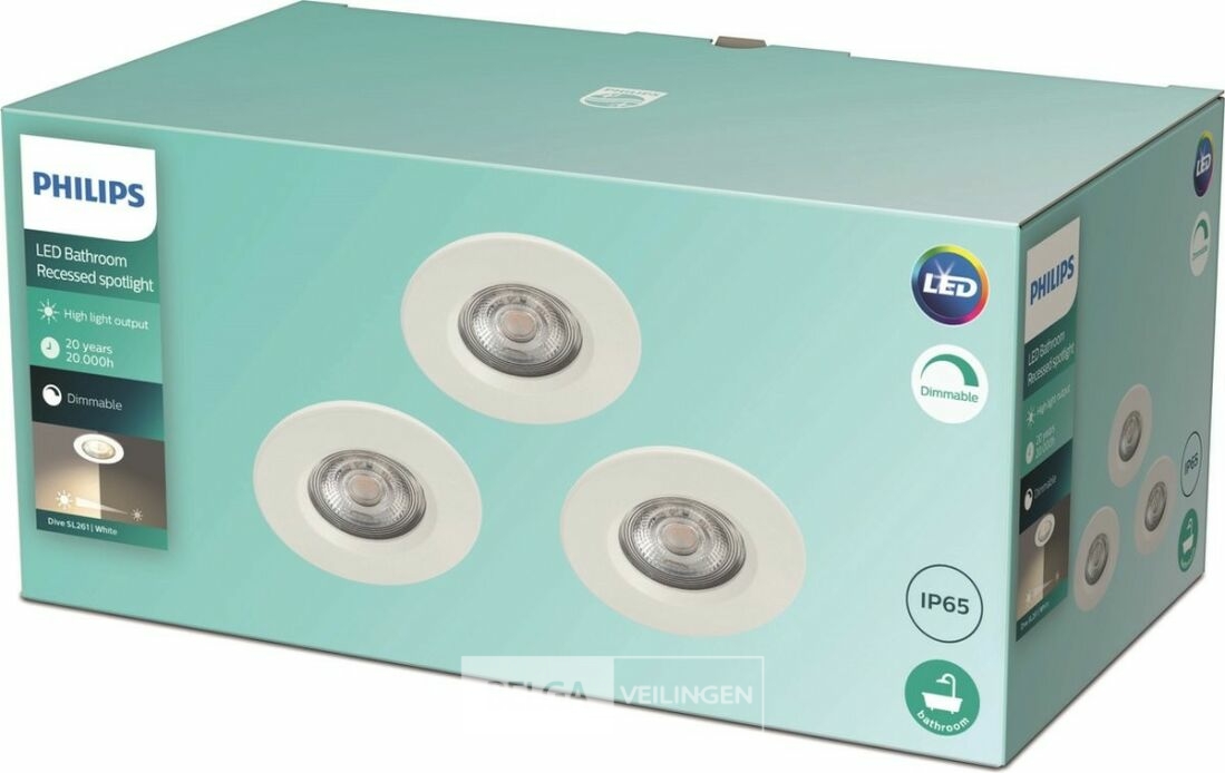 Philips spots (3) badkamer led 350 lumen 5,5W 2700k IP65 – foto 2 – kavel bij Belga Veilingen, Bree