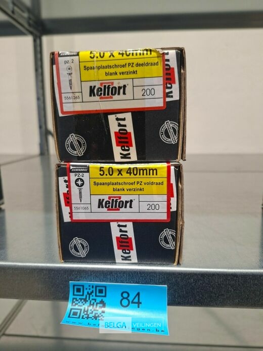Kelfort spaanplaatschroef 5x40 PZ-2 - voldraad 2x 200st – foto 3 – kavel bij Belga Veilingen, Bree