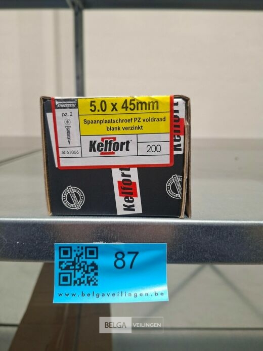 Kelfort spaanplaatschroef 5x45 PZ-2 - voldraad 200st – foto 2 – kavel bij Belga Veilingen, Bree