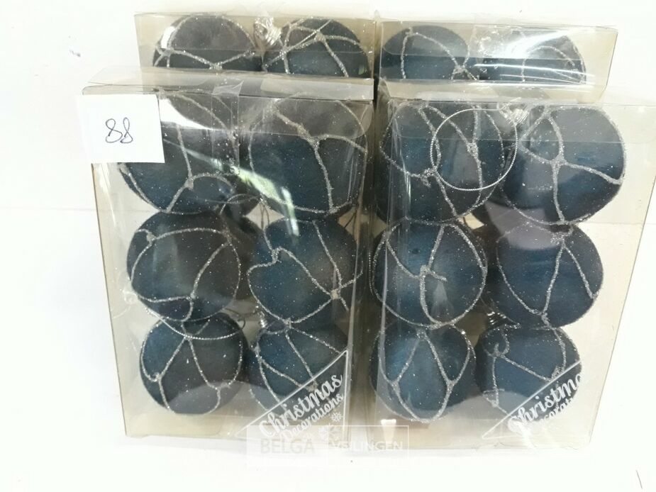 4 x Kerstballen pvc 6 stuks blauw met lijnen – foto 2 – kavel bij Belga Veilingen, Oudsbergen