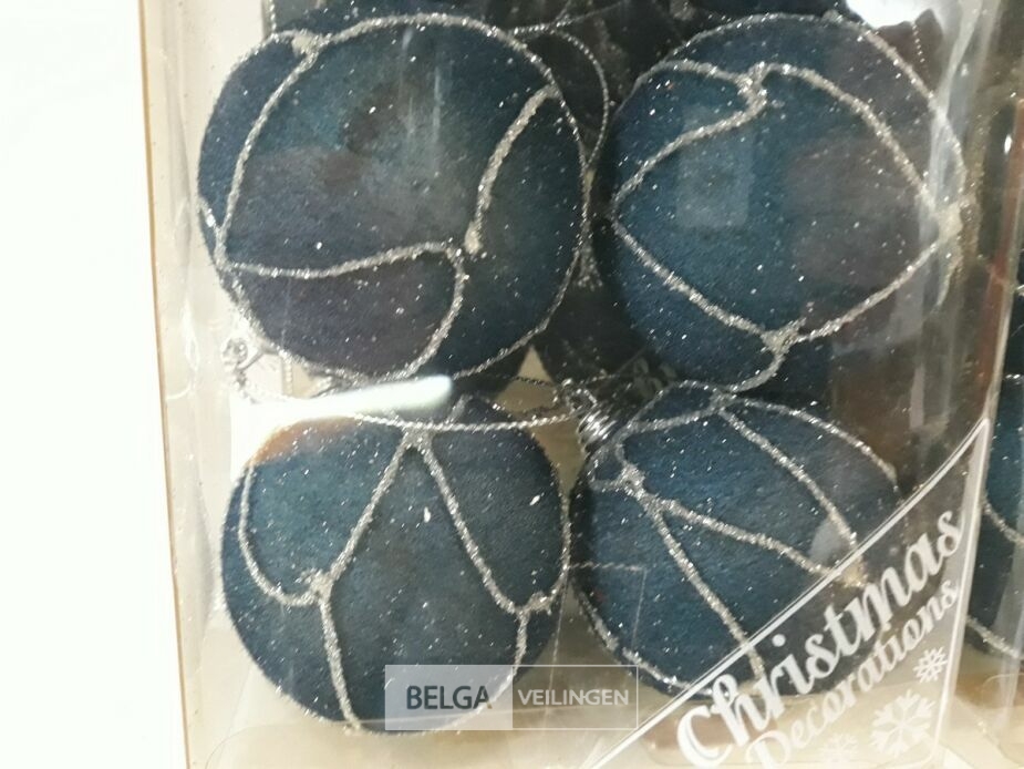 4 x Kerstballen pvc 6 stuks blauw met lijnen – foto 3 – kavel bij Belga Veilingen, Oudsbergen