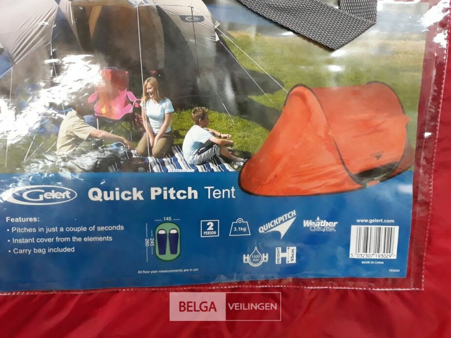 1 x Kampeertent 2 personen Gelert Quick pitch tent – foto 3 – kavel bij Belga Veilingen, Oudsbergen