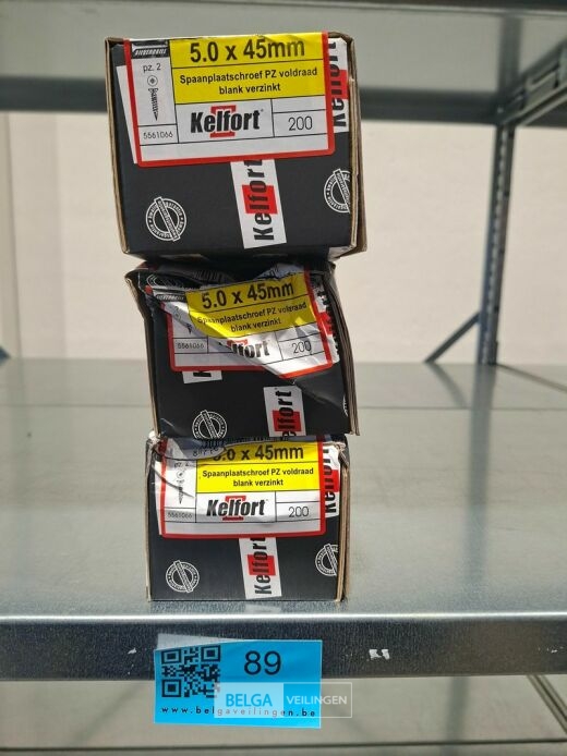 Kelfort spaanplaatschroef 5x45 PZ-2 - voldraad 3x 200st – foto 3 – kavel bij Belga Veilingen, Bree