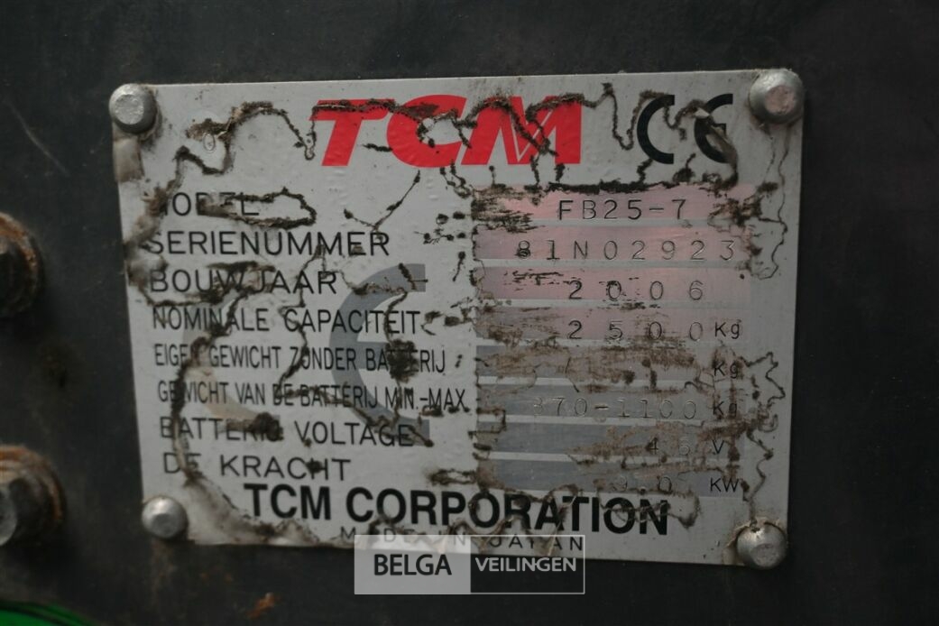 TCM elektrische heftruck – foto 9 – kavel bij Belga Veilingen