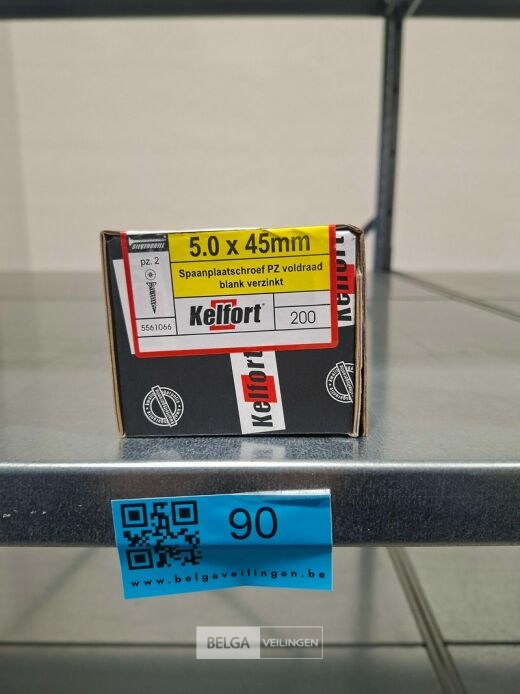 Kelfort spaanplaatschroef 5x45 PZ-2 - voldraad 10x 200st – foto 3 – kavel bij Belga Veilingen, Bree