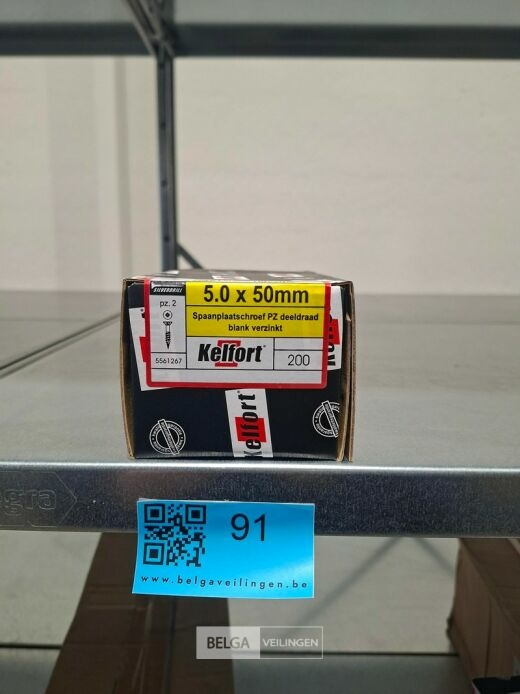 Kelfort spaanplaatschroef 5x50 PZ-2 - deeldraad 200st – foto 3 – kavel bij Belga Veilingen, Bree