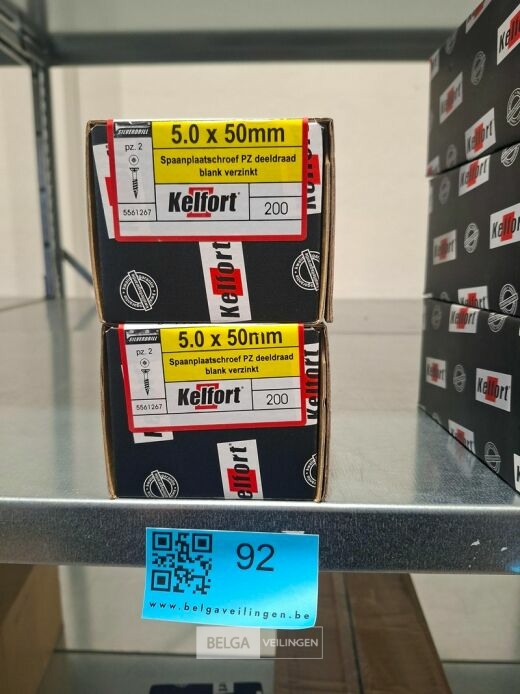 Kelfort spaanplaatschroef 5x50 PZ-2 - deeldraad 2x 200st – foto 3 – kavel bij Belga Veilingen, Bree
