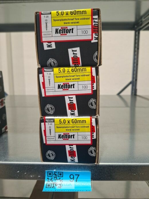Kelfort spaanplaatschroef 5x60 torx - voldraad 3x 100st – foto 2 – kavel bij Belga Veilingen, Bree